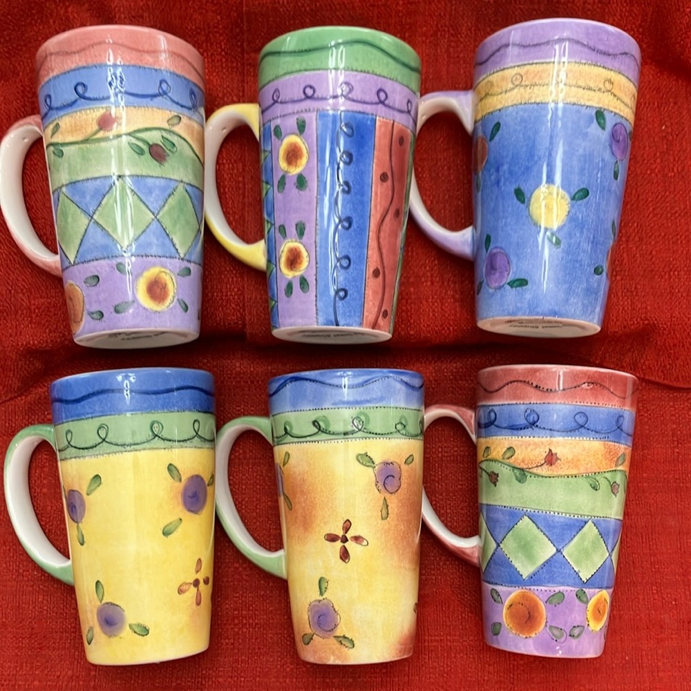 Sango Sweet Shoppe Sue Zipkin 6” Latte Mugs Set of 6
